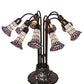 Meyda Lighting Stained Glass Pond Lily 25" 10-Light Mahogany Bronze Table Lamp With Pink & White Shade Glass