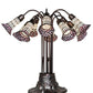 Meyda Lighting Stained Glass Pond Lily 25" 10-Light Mahogany Bronze Table Lamp With Pink & White Shade Glass