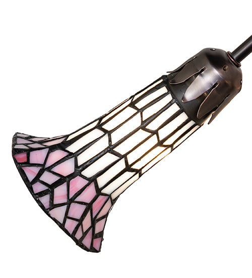 Meyda Lighting Stained Glass Pond Lily 25" 10-Light Mahogany Bronze Table Lamp With Pink & White Shade Glass