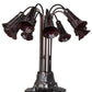 Meyda Lighting Stained Glass Pond Lily 25" 10-Light Mahogany Bronze Table Lamp With Red Shade Glass