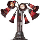 Meyda Lighting Stained Glass Pond Lily 25" 10-Light Mahogany Bronze Table Lamp With Red Shade Glass