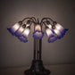 Meyda Lighting Stained Glass Pond Lily 25" 10-Light Mahogany Bronze Table Lamp With White & Blue Shade Glass