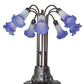 Meyda Lighting Stained Glass Pond Lily 25" 10-Light Mahogany Bronze Table Lamp With White & Blue Shade Glass