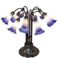 Meyda Lighting Stained Glass Pond Lily 25" 10-Light Mahogany Bronze Table Lamp With White & Blue Shade Glass