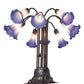 Meyda Lighting Stained Glass Pond Lily 25" 10-Light Mahogany Bronze Table Lamp With White & Blue Shade Glass