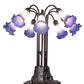 Meyda Lighting Stained Glass Pond Lily 25" 10-Light Mahogany Bronze Table Lamp With White & Blue Shade Glass