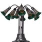 Meyda Lighting Stained Glass Pond Lily 25" 10-Light Mahogany Bronze Table Lamp With Yellow & Green Shade Glass