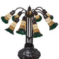 Meyda Lighting Stained Glass Pond Lily 25" 10-Light Mahogany Bronze Table Lamp With Yellow & Green Shade Glass
