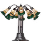 Meyda Lighting Stained Glass Pond Lily 25" 10-Light Mahogany Bronze Table Lamp With Yellow & Green Shade Glass
