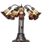 Meyda Lighting Stained Glass Pond Lily 25" 10-Light Mahogany Bronze Table Lamp With Yellow & Red Shade Glass