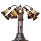 Meyda Lighting Stained Glass Pond Lily 25" 10-Light Mahogany Bronze Table Lamp With Yellow & Red Shade Glass