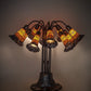 Meyda Lighting Stained Glass Pond Lily 25" 10-Light Mahogany Bronze Table Lamp With Yellow & Violet Shade Glass