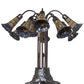 Meyda Lighting Stained Glass Pond Lily 25" 10-Light Mahogany Bronze Table Lamp With Yellow & Violet Shade Glass