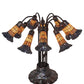 Meyda Lighting Stained Glass Pond Lily 25" 10-Light Mahogany Bronze Table Lamp With Yellow & Violet Shade Glass
