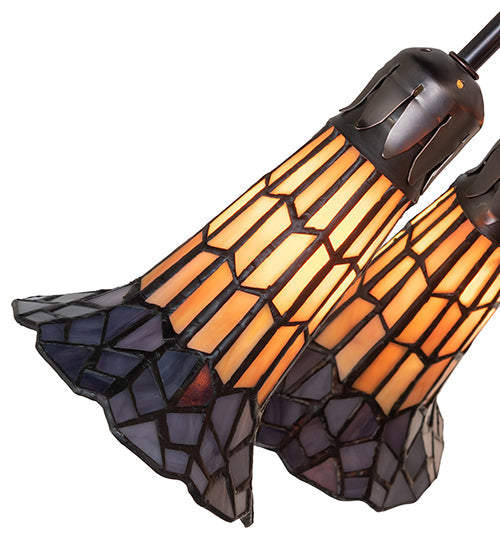 Meyda Lighting Stained Glass Pond Lily 25" 10-Light Mahogany Bronze Table Lamp With Yellow & Violet Shade Glass
