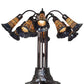 Meyda Lighting Stained Glass Pond Lily 25" 10-Light Mahogany Bronze Table Lamp With Yellow & Violet Shade Glass
