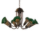 Meyda Lighting Stained Glass Pond Lily 251590 24" 7-Light Mahogany Bronze Chandelier With Amber & Green Shade Glass