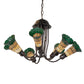 Meyda Lighting Stained Glass Pond Lily 251590 24" 7-Light Mahogany Bronze Chandelier With Amber & Green Shade Glass