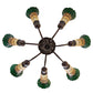 Meyda Lighting Stained Glass Pond Lily 251590 24" 7-Light Mahogany Bronze Chandelier With Amber & Green Shade Glass