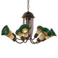 Meyda Lighting Stained Glass Pond Lily 251590 24" 7-Light Mahogany Bronze Chandelier With Amber & Green Shade Glass