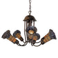 Meyda Lighting Stained Glass Pond Lily 251592 24" 7-Light Mahogany Bronze Chandelier With Amber & Violet Shade Glass