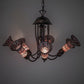 Meyda Lighting Stained Glass Pond Lily 251594 24" 7-Light Mahogany Bronze Chandelier With Pink Art Shade Glass