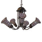 Meyda Lighting Stained Glass Pond Lily 251594 24" 7-Light Mahogany Bronze Chandelier With Pink Art Shade Glass