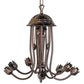 Meyda Lighting Stained Glass Pond Lily 251594 24" 7-Light Mahogany Bronze Chandelier With Pink Art Shade Glass