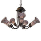 Meyda Lighting Stained Glass Pond Lily 251594 24" 7-Light Mahogany Bronze Chandelier With Pink Art Shade Glass