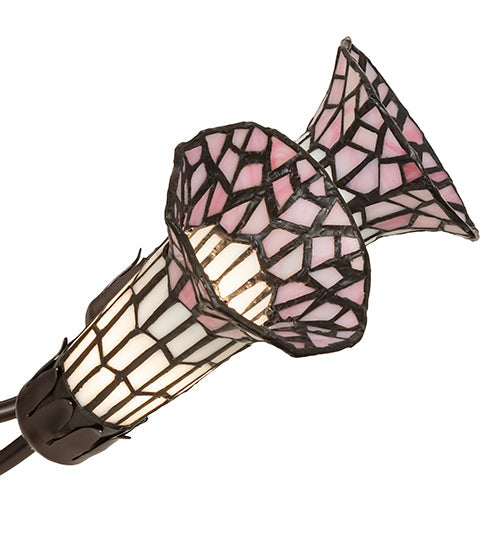 Meyda Lighting Stained Glass Pond Lily 251595 24" 7-Light Mahogany Bronze Chandelier With Pink & White Shade Glass