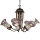 Meyda Lighting Stained Glass Pond Lily 251595 24" 7-Light Mahogany Bronze Chandelier With Pink & White Shade Glass