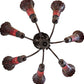 Meyda Lighting Stained Glass Pond Lily 251596 24" 7-Light Mahogany Bronze Chandelier With Red Shade Glass