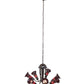 Meyda Lighting Stained Glass Pond Lily 251596 24" 7-Light Mahogany Bronze Chandelier With Red Shade Glass