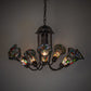 Meyda Lighting Stained Glass Pond Lily 251597 24" 7-Light Mahogany Bronze Chandelier With Multi-Colored Shade Glass
