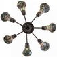 Meyda Lighting Stained Glass Pond Lily 251597 24" 7-Light Mahogany Bronze Chandelier With Multi-Colored Shade Glass