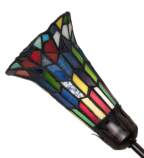 Meyda Lighting Stained Glass Pond Lily 251597 24" 7-Light Mahogany Bronze Chandelier With Multi-Colored Shade Glass