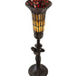 Meyda Lighting Stained Glass Pond Lily 259393 15" Mahogany Bronze Nouveau Lady Accent Table Lamp With Red & Yellow Shade Glass