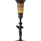 Meyda Lighting Stained Glass Pond Lily 259393 15" Mahogany Bronze Nouveau Lady Accent Table Lamp With Red & Yellow Shade Glass