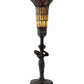 Meyda Lighting Stained Glass Pond Lily 259393 15" Mahogany Bronze Nouveau Lady Accent Table Lamp With Red & Yellow Shade Glass