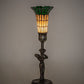 Meyda Lighting Stained Glass Pond Lily 259394 15" Mahogany Bronze Nouveau Lady Accent Table Lamp With Green & Yellow Shade Glass