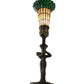 Meyda Lighting Stained Glass Pond Lily 259394 15" Mahogany Bronze Nouveau Lady Accent Table Lamp With Green & Yellow Shade Glass