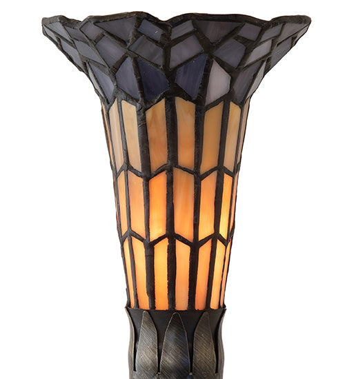 Meyda Lighting Stained Glass Pond Lily 259395 15" Mahogany Bronze Nouveau Lady Accent Table Lamp With Violet & Yellow Shade Glass