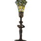 Meyda Lighting Stained Glass Pond Lily 259396 15" Mahogany Bronze Nouveau Lady Accent Table Lamp With Green Art Shade Glass