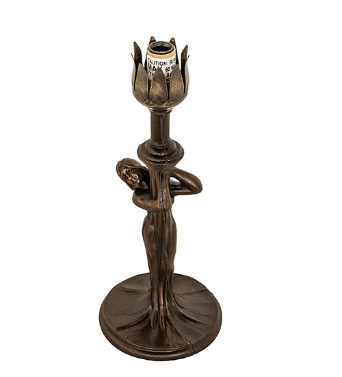 Meyda Lighting Stained Glass Pond Lily 259396 15" Mahogany Bronze Nouveau Lady Accent Table Lamp With Green Art Shade Glass