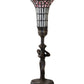 Meyda Lighting Stained Glass Pond Lily 259397 15" Mahogany Bronze Nouveau Lady Accent Table Lamp With Pink & White Art Shade Glass