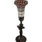 Meyda Lighting Stained Glass Pond Lily 259397 15" Mahogany Bronze Nouveau Lady Accent Table Lamp With Pink & White Art Shade Glass