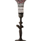 Meyda Lighting Stained Glass Pond Lily 259397 15" Mahogany Bronze Nouveau Lady Accent Table Lamp With Pink & White Art Shade Glass