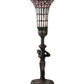Meyda Lighting Stained Glass Pond Lily 259397 15" Mahogany Bronze Nouveau Lady Accent Table Lamp With Pink & White Art Shade Glass
