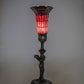 Meyda Lighting Stained Glass Pond Lily 259398 15" Mahogany Bronze Nouveau Lady Accent Table Lamp With Red Art Shade Glass