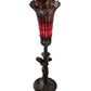 Meyda Lighting Stained Glass Pond Lily 259398 15" Mahogany Bronze Nouveau Lady Accent Table Lamp With Red Art Shade Glass